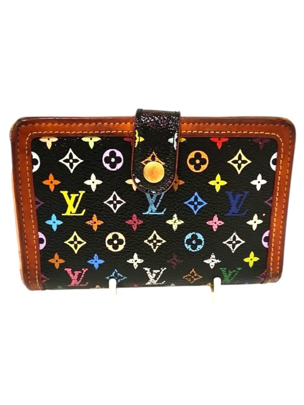 🩷 Murakami Porte-Monnaie Viennois French Kisslock Wallet Black Multicolore LV